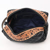 ADBG1675 American Darling Black Western Toiletry Bag with Hand Tooled Floral Carving and Quilted Leather