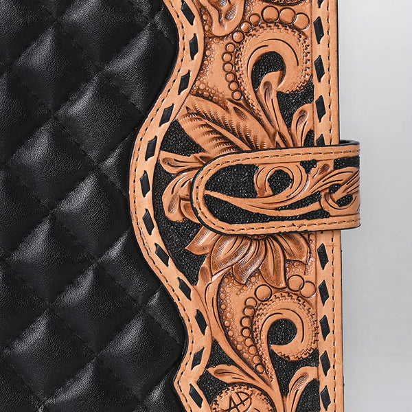 ADBG1676 American Darling Hand-Tooled Floral Leather Portfolio Bag - Quilted Western Organiser