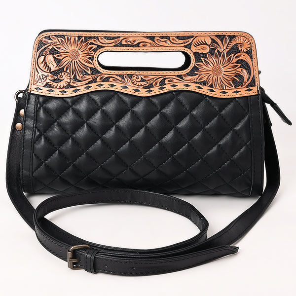 ADBG1677 American Darling Hand-Tooled Western Leather Clutch Bag - Floral Carved