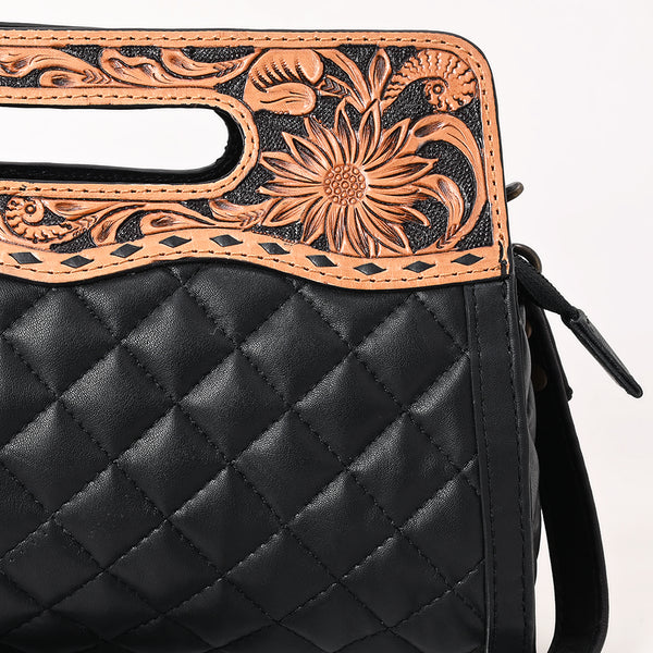 ADBG1677 American Darling Hand-Tooled Western Leather Clutch Bag - Floral Carved