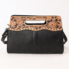 ADBG1677 American Darling Hand-Tooled Western Leather Clutch Bag - Floral Carved