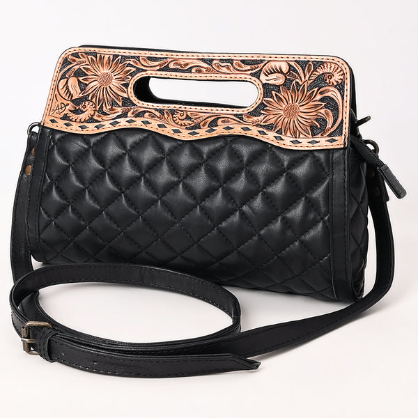 ADBG1677 American Darling Hand-Tooled Western Leather Clutch Bag - Floral Carved