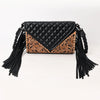 ADBG1678 American Darling Hand-Tooled Western Leather Crossbody Bag with Fringe & Floral Carving