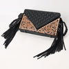 ADBG1678 American Darling Hand-Tooled Western Leather Crossbody Bag with Fringe & Floral Carving