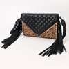 ADBG1678 American Darling Hand-Tooled Western Leather Crossbody Bag with Fringe & Floral Carving