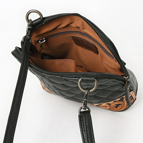 ADBG1679 American Darling Quilted Leather Crossbody | Hand-Tooled Floral Accent Bag