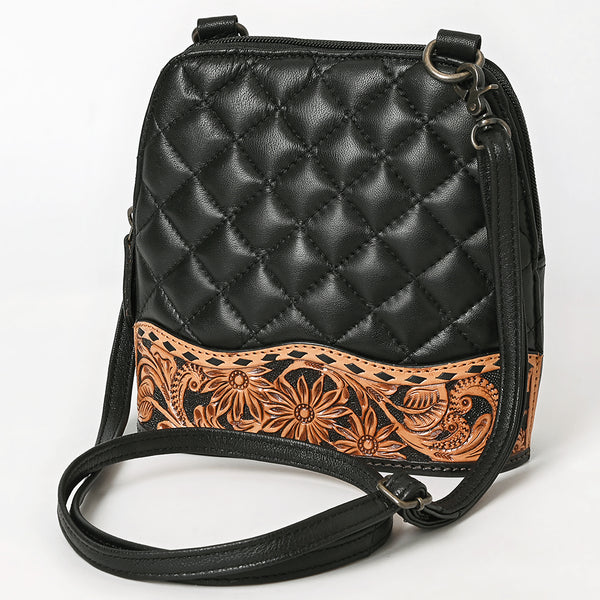 ADBG1679 American Darling Quilted Leather Crossbody | Hand-Tooled Floral Accent Bag