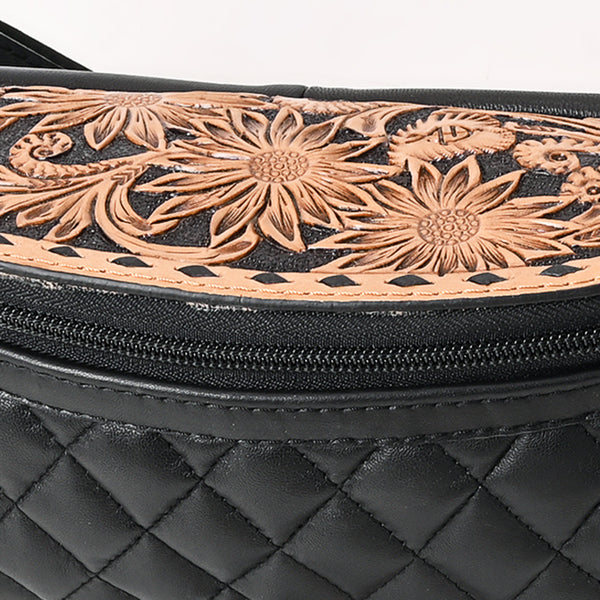 ADBG1680 American Darling Quilted Leather Fanny Pack | Tooled Floral Waist Bag