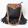 ADBG1682 American Darling Black Large Quilted Crossbody | Hand-Tooled Leather Fringe Bag
