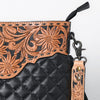 ADBG1682 American Darling Black Large Quilted Crossbody | Hand-Tooled Leather Fringe Bag
