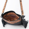 ADBG1682 American Darling Black Large Quilted Crossbody | Hand-Tooled Leather Fringe Bag