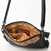 ADBG1683 American Darling Quilted Leather Crossbody Black | Tooled Flap Fringe Purse
