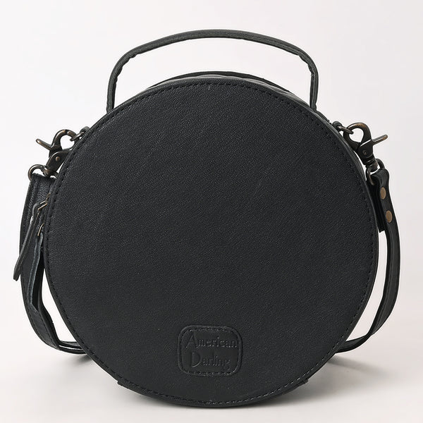 ADBG1684 American Darling Black Quilted Leather Canteen Bag | Hand-Tooled Floral Crossbody