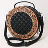 ADBG1684 American Darling Black Quilted Leather Canteen Bag | Hand-Tooled Floral Crossbody