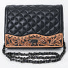 ADBG1685 American Darling Quilted Leather Crossbody | Hand-Tooled Floral Accent Purse