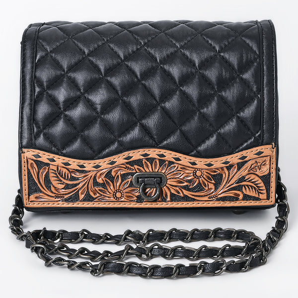 ADBG1685 American Darling Quilted Leather Crossbody | Hand-Tooled Floral Accent Purse