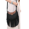 ADBG1686 American Darling Large Quilted Crossbody Hobo | Hand-Tooled Yoke Fringe Bag