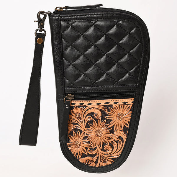 ADGC108 Black Quilted & Tooled Leather Pistol Case - Western Daisy by American Darling