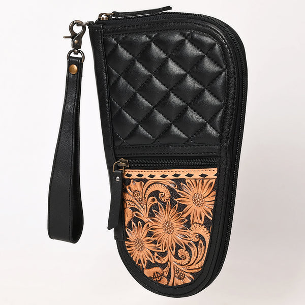 ADGC108 Black Quilted & Tooled Leather Pistol Case - Western Daisy by American Darling