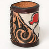 ADSRG104 American Darling Hand Tooled Leather Scarf Ring - Vegetable-Tanned Western Scarf Slide