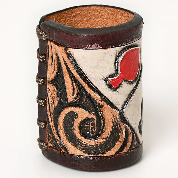 ADSRG104 American Darling Hand Tooled Leather Scarf Ring - Vegetable-Tanned Western Scarf Slide