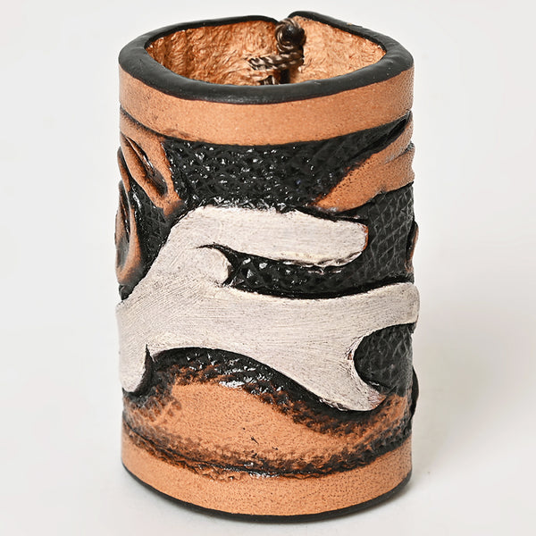 ADSRG104 American Darling Hand Tooled Leather Scarf Ring - Vegetable-Tanned Western Scarf Slide