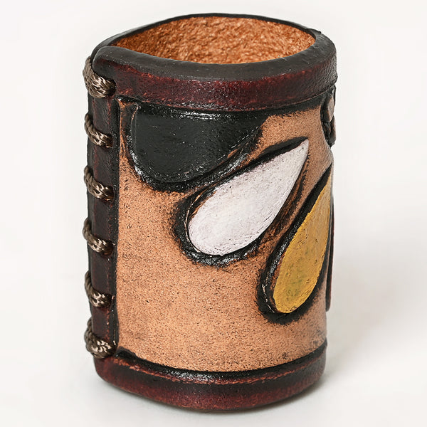 ADSRG104 American Darling Hand Tooled Leather Scarf Ring - Vegetable-Tanned Western Scarf Slide