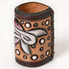 ADSRG104 American Darling Hand Tooled Leather Scarf Ring - Vegetable-Tanned Western Scarf Slide