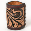 ADSRG104 American Darling Hand Tooled Leather Scarf Ring - Vegetable-Tanned Western Scarf Slide