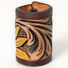 ADSRG104 American Darling Hand Tooled Leather Scarf Ring - Vegetable-Tanned Western Scarf Slide