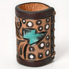 ADSRG104 American Darling Hand Tooled Leather Scarf Ring - Vegetable-Tanned Western Scarf Slide