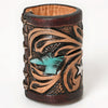 ADSRG104 American Darling Hand Tooled Leather Scarf Ring - Vegetable-Tanned Western Scarf Slide