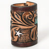 ADSRG104 American Darling Hand Tooled Leather Scarf Ring - Vegetable-Tanned Western Scarf Slide