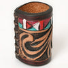 ADSRG104 American Darling Hand Tooled Leather Scarf Ring - Vegetable-Tanned Western Scarf Slide