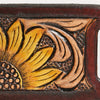 ADSRG105 American Darling Hand Tooled Leather Scarf Ring - Vegetable-Tanned Sunflower Scarf Slide