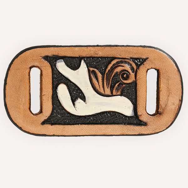 ADSRG105 American Darling Hand Tooled Leather Scarf Ring - Vegetable-Tanned Sunflower Scarf Slide