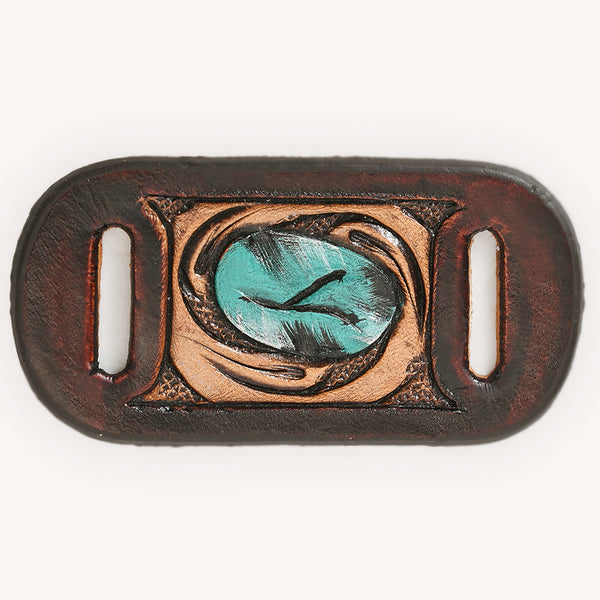 ADSRG105 American Darling Hand Tooled Leather Scarf Ring - Vegetable-Tanned Sunflower Scarf Slide