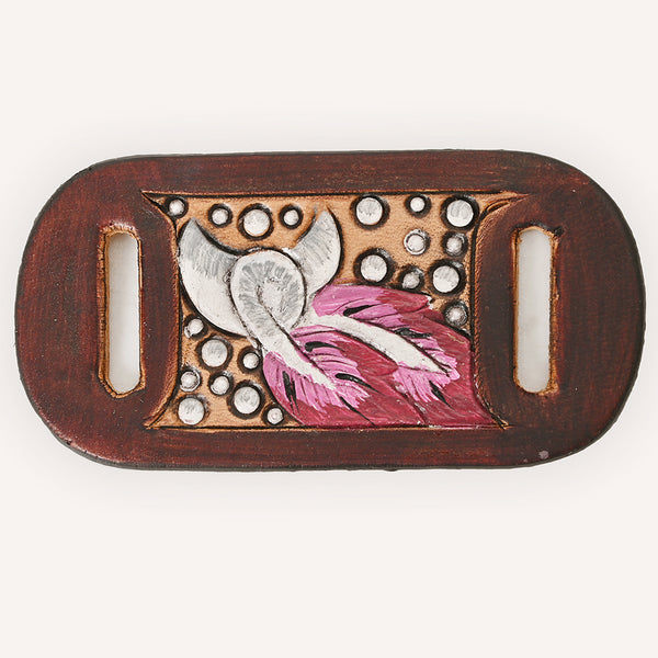 ADSRG105 American Darling Hand Tooled Leather Scarf Ring - Vegetable-Tanned Sunflower Scarf Slide