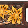 ADSRG105 American Darling Hand Tooled Leather Scarf Ring - Vegetable-Tanned Sunflower Scarf Slide