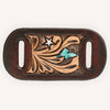 ADSRG105 American Darling Hand Tooled Leather Scarf Ring - Vegetable-Tanned Sunflower Scarf Slide