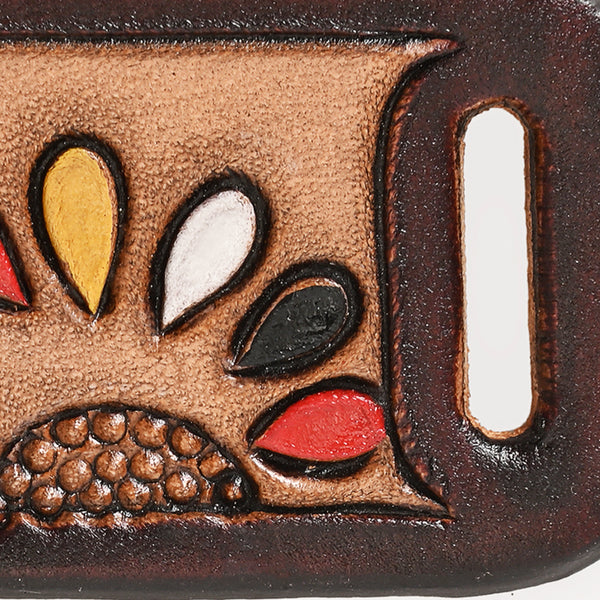 ADSRG105 American Darling Hand Tooled Leather Scarf Ring - Vegetable-Tanned Sunflower Scarf Slide