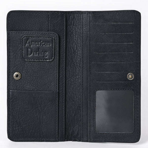 ADBG1687A American Darling Black Genuine Suede Clutch Bag | Western Boot Stitched Wallet