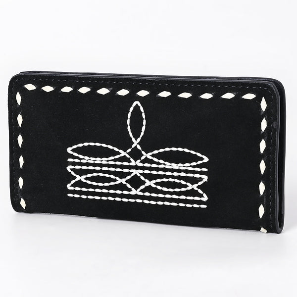 ADBG1687A American Darling Black Genuine Suede Clutch Bag | Western Boot Stitched Wallet