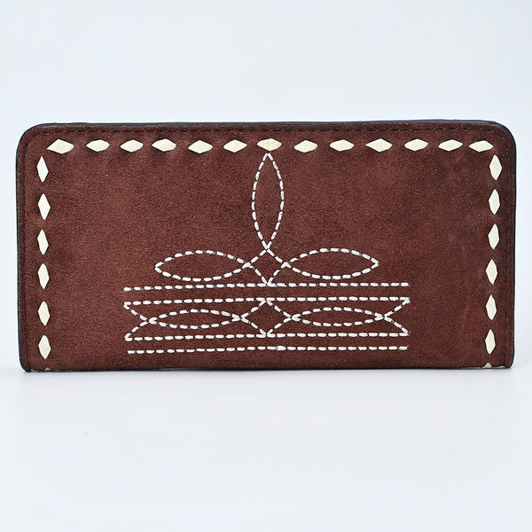ADBG1687 American Darling Genuine Suede Clutch Bag | Western Boot Stitched Wallet
