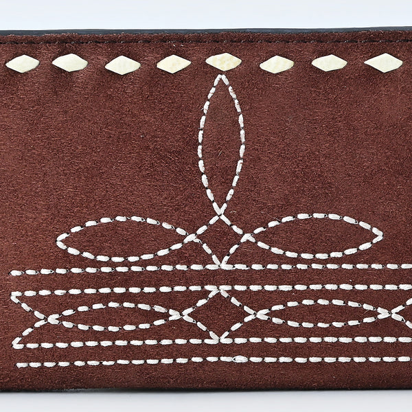 ADBG1687 American Darling Genuine Suede Clutch Bag | Western Boot Stitched Wallet