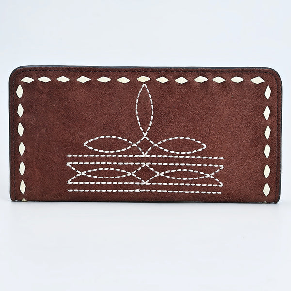 ADBG1687 American Darling Genuine Suede Clutch Bag | Western Boot Stitched Wallet