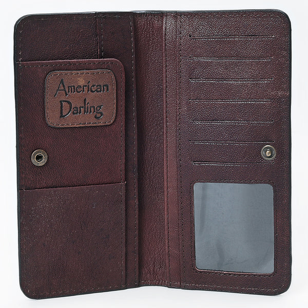 ADBG1687 American Darling Genuine Suede Clutch Bag | Western Boot Stitched Wallet