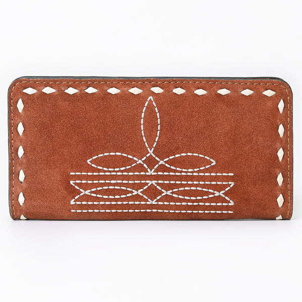 ADBG1687 American Darling Genuine Suede Clutch Bag | Western Boot Stitched Wallet