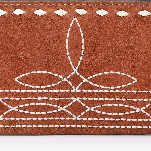 ADBG1687 American Darling Genuine Suede Clutch Bag | Western Boot Stitched Wallet