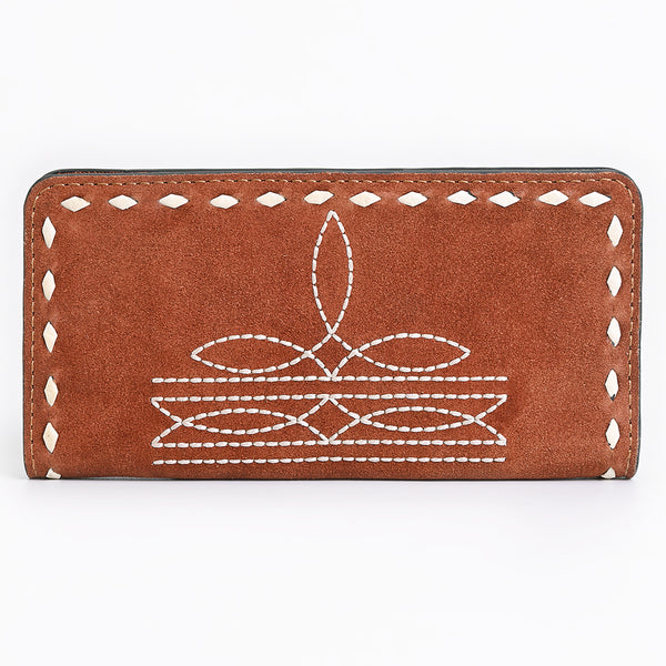 ADBG1687 American Darling Genuine Suede Clutch Bag | Western Boot Stitched Wallet